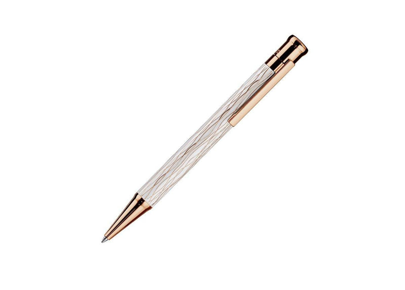 Kugelschreiber Design 04 Rosegold, Welle, weiß