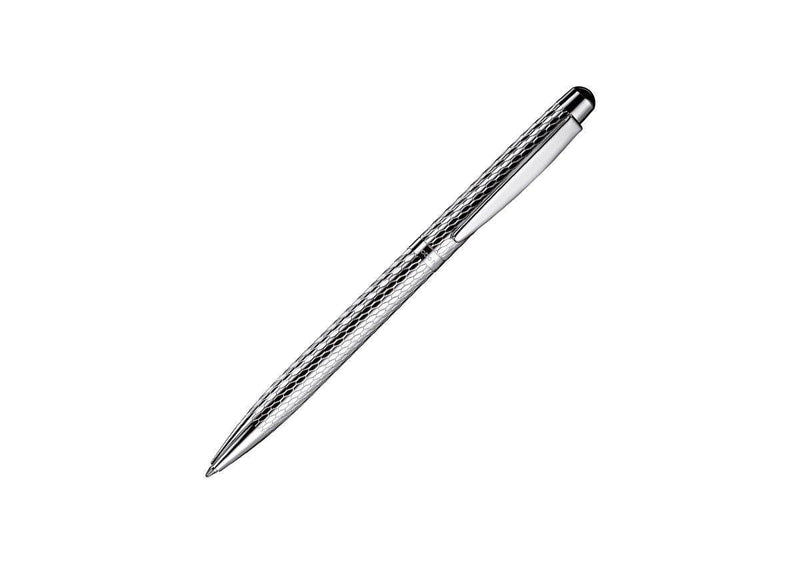 Kugelschreiber Design 02 Silber, Wabenguilloche, platiniert