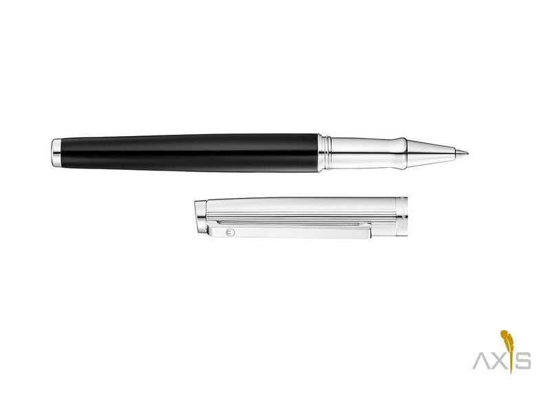 Tuscany Rollerball, Linien-Design Silber/Lack schwarz - Waldmann