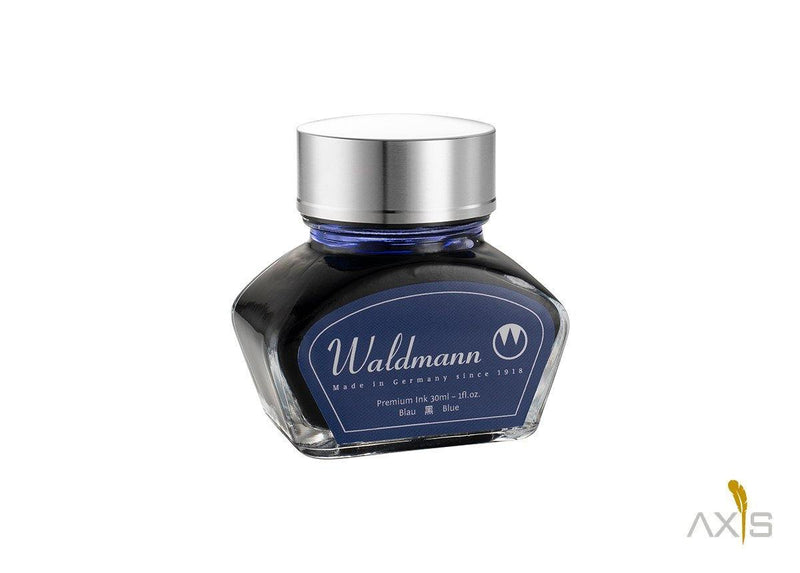 Tintenglas, 30 ml - blau - Metalldeckel - Waldmann