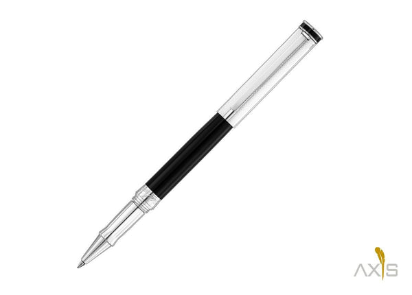 Edelfeder Rollerball, Korn-/Linien-Design Silber/Lack schwarz - Waldmann