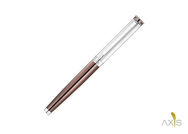 Edelfeder Füllfederhalter, Korn-/Linien-Design Silber/PVD schoko - Waldmann