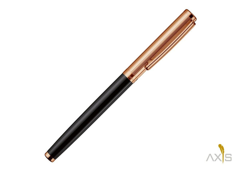 Füllfederhalter Design 01 Schwarz, Roségold, Streifenguilloche - Otto Hutt