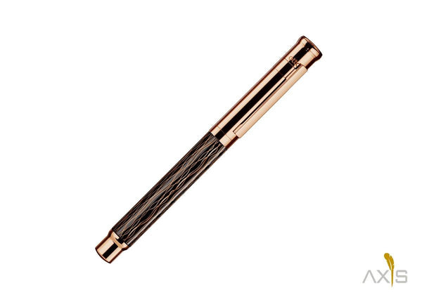 Füllfederhalter Schaft Rosegold Welle schwarz, Beschlagteile rosé vergoldet - Otto Hutt