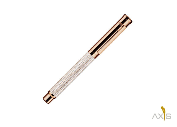 Füllfederhalter Schaft Rosegold Welle weiß , Beschlagteile rosé vergoldet - Otto Hutt