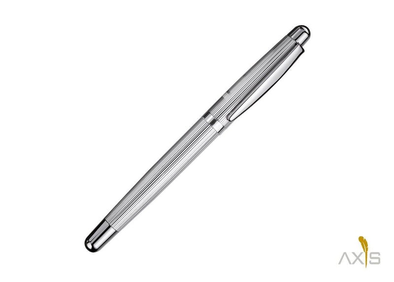 Füllfederhalter Design 02 Sterlingsilber, Streifenguilloche, platiniert - Otto Hutt