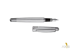Füllfederhalter Design 02 Sterlingsilber, Streifenguilloche, platiniert - Otto Hutt