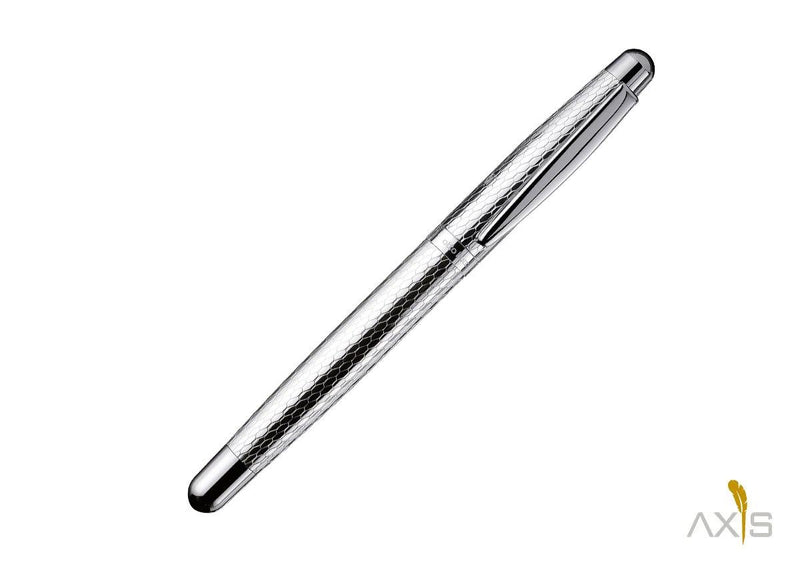 Füllfederhalter Design 02 Sterlingsilber Wabenguilloche, platiniert - Otto Hutt