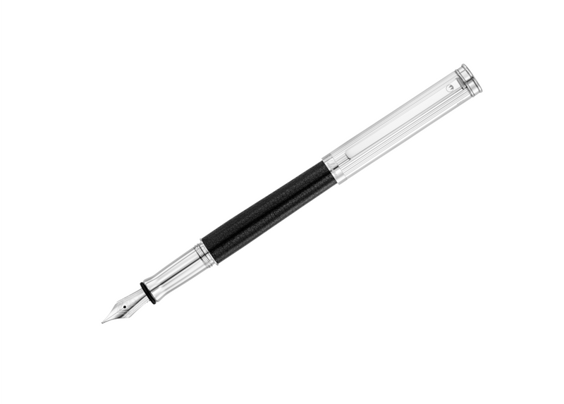 Solon Füllfederhalter, Silber Linien-Design/Nappaleder