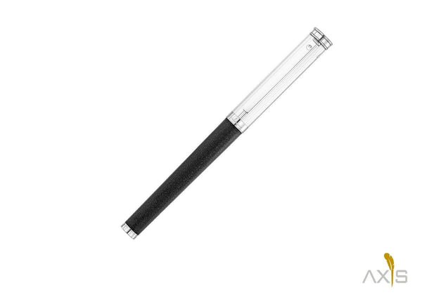 Solon Füllfederhalter, Silber Linien-Design/Nappaleder schwarz - Waldmann