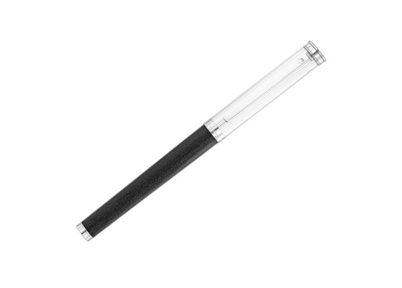 Solon Füllfederhalter, Silber Linien-Design/Nappaleder