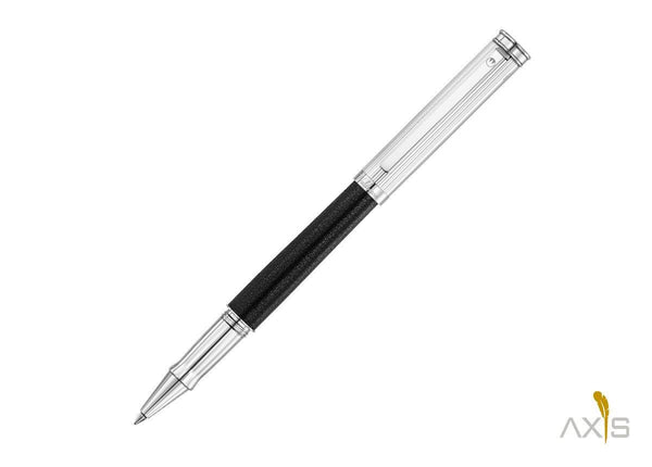 Solon Rollerball, Silber Linien-Design/Nappaleder schwarz - Waldmann