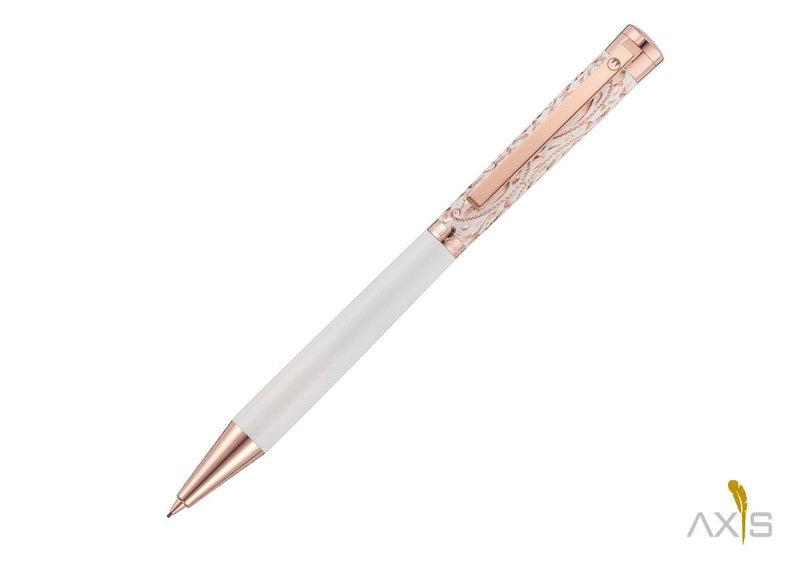 Xetra Vienna Lady Drehbleistift, Lack weiß, Handgravur, Rosegold - Waldmann