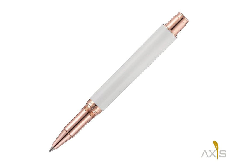 Xetra Vienna Lady Rollerball, Lack weiß, Handgravur, Rosegold - Waldmann