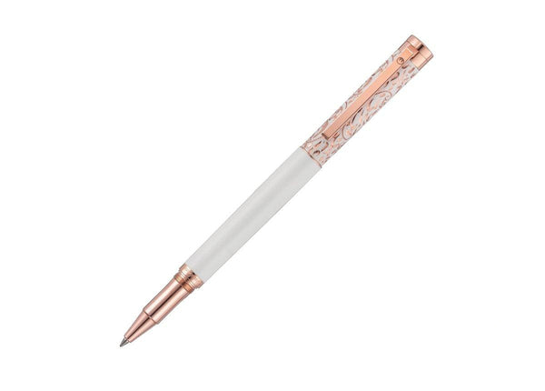 Xetra Vienna Lady Rollerball, Lack weiß, Handgravur, Rosegold