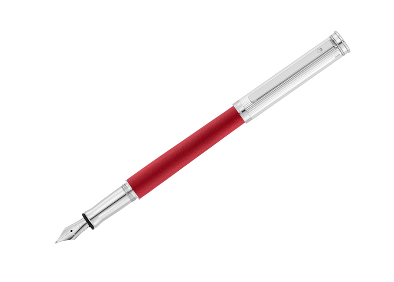 Solon Füllfederhalter, Silber Linien-Design/Nappaleder