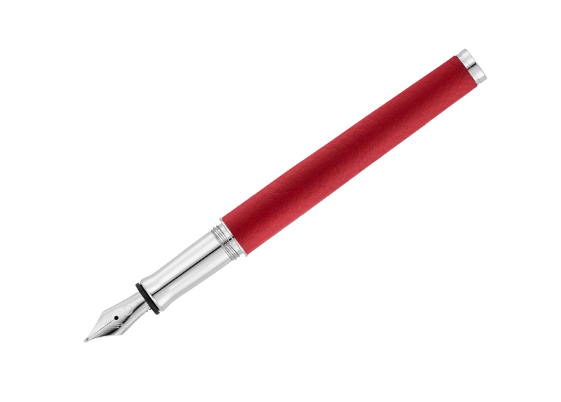 Solon Füllfederhalter, Silber Linien-Design/Nappaleder