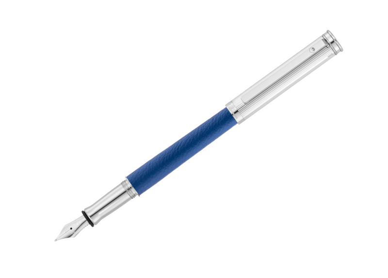 Solon Füllfederhalter, Silber Linien-Design/Nappaleder