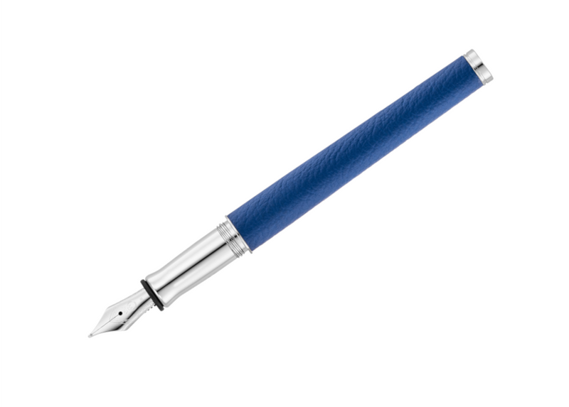 Solon Füllfederhalter, Silber Linien-Design/Nappaleder