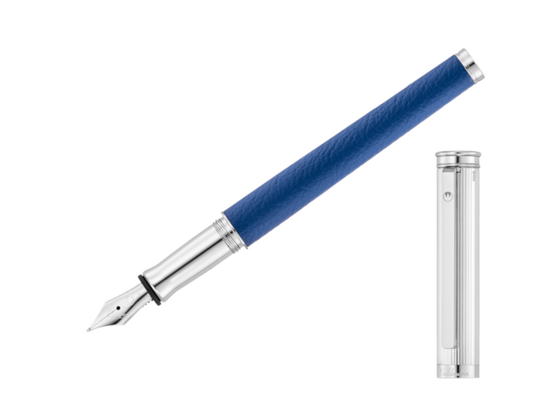 Solon Füllfederhalter, Silber Linien-Design/Nappaleder