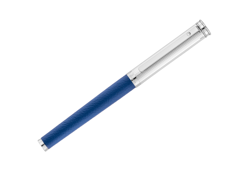 Solon Füllfederhalter, Silber Linien-Design/Nappaleder