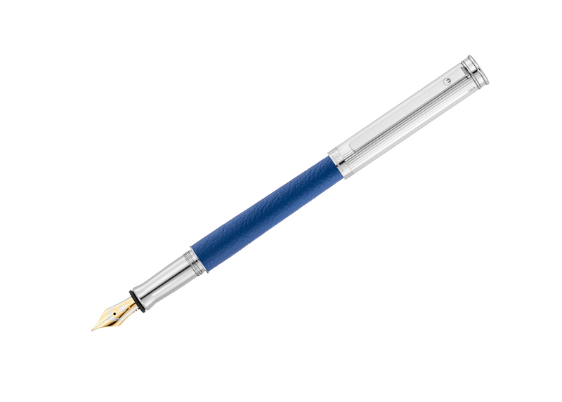 Solon Füllfederhalter, Silber Linien-Design/Nappaleder