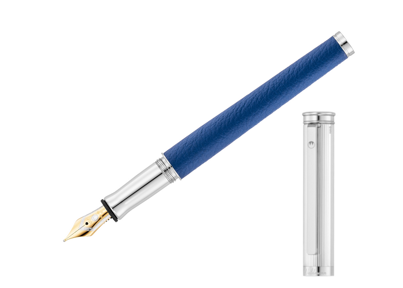 Solon Füllfederhalter, Silber Linien-Design/Nappaleder