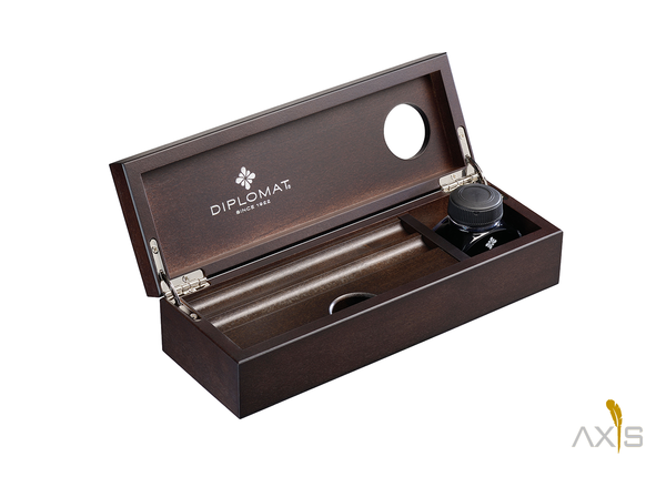 Edelholzkassette Wenge mit Tintenglas - Diplomat